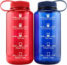 Amazon Com Cornucopia Brands Timed Water Bottles 32 Ounce Combo Pack 2 Pack Blue Red Motivational Time Marker Tracker Goal Sports Bottles Non Toxic Bpa Free Tritan Plastic Sports Outdoors