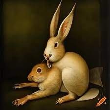 Surrealist painting of xorabbit by hieronymus bosch on Craiyon