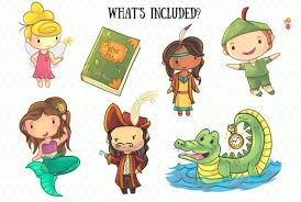 Cute Peter Pan Storybook Clip Art Set Kawaii Mermaid Clip Etsy In 2020 Book Clip Art Clip Art Peter Pan Story Book