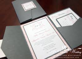 Gray Pink Wedding Invitation Pocketfold Style With Pink Vintage Paisley Design Grey Wedding Invitations Wedding Invitations Pink Grey Pocketfold Invitations