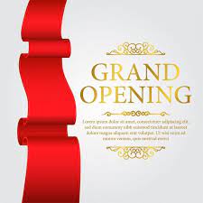 Grand Opening Templateposter With Red Silk And Gold Text Template Ribbon Grand Background Png And Vector With Transparent Background For Free Download Grand Opening Gold Text Red Silk