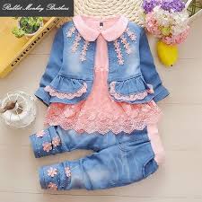 Calça Jeans Para Bebe De 0 A 3 Meses Feminina Barato 1 2 3 Anos Primavera E Outono Menina Denim Tres Piece Set 6 A 12 Meses Do Bebe Infantil E Meio Anos De Vestidos Infantis Moda Infantil Meninas Infantis