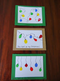 Homemade Christmas Cards Using Fingerprints Lights Preschool Christmas Crafts Christmas Card Crafts Preschool Christmas
