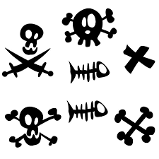 Coloriage dune tete de mort de drapeau pirate stylisee interieur dessin de tete de mort facile. Stickers Frise Pirate Tetes De Mort Poissons Et Croix Tatouage Pirate Pirates Dessin Tete De Mort