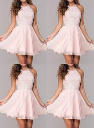 Light Pink Homecoming Dresses Chiffon Short Homecoming Dresses Beaded Halter Homecoming Dresses Sleeveless Graduation Dresses Pink Dress Short Pink Homecoming Dress Light Pink Dress Short