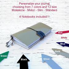 A4 B5 Journal Covers Custom Colours And Size Travelers Etsy Personalized Journal Travelers Notebook Colorful Notebooks