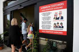 Anti Mask Mandate Poster At The Entrance To Seed To Table In Naples Fl Pics