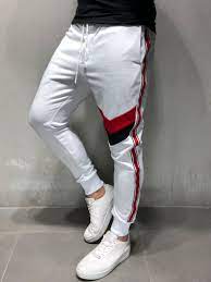 Grade Tone Sweatpants Joggers White 4214 Fash Stop Striped Sweatpants Mens Pants Fashion Fashion Pants
