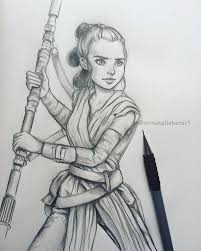 Rey I Know She Isn T A Cartoon But I Ve Wanted An Opportunity To Draw Her Keep Suggesting Characters For Me To Sketch Rey Star Wars Drawings A Cartoon