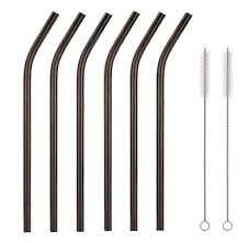 Metal straws stainless steel straws 16 pcs 10.5 8.5 reusable drinking straws rainbow multi colored straws for 20 24 30 oz yeti rtic tumblers with 16 silicone tips 4 cleaning brush 1 case 4.8 out of 5 stars 6,239 Black Stainless Steel Drinking Straws Reusable Straws Metal Straws Tumblers Rumblers Cold Beverage Metal Straws Stainless Steel Straws Black Stainless Steel