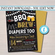 Editable Bbq And Beer Baby Shower Invitation Chalkboard Printable Baby Sprinkle Baby Q Grill Couples Shower Party Invite Instant Download Beer Baby Shower Baby Shower Dad Baby Q
