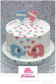 Gender Reveal Taart Met Olifantjes Baby Reveal Cakes Baby Shower Gender Reveal Cake Baby Shower Cake Designs