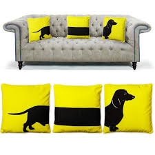Yellow Sausage Dog Cushions Set Maison Privee Dog Cushions Sausage Dog Dachshund