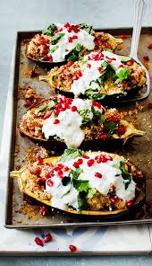 Auberginen Mit Dattel Mandel Couscous Und Minze Rezept Lecker Rezepte Minze Rezepte Essen Rezepte