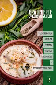 Gratinierte Jakobsmuscheln In Weisswein Sosse Livingbbq De Rezept Jakobsmuschel Gratinieren Lebensmittel Essen