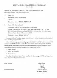 Contoh Surat Berita Acara Serah Terima Pekerjaan Resmi Perawatan Kesehatan Pendidikan Surat