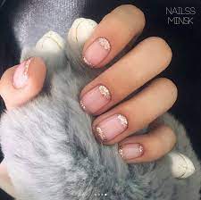 Pink With Gold Glitter Tips Half Moons Half Moon Nails Moon Nails Nail Art Designs