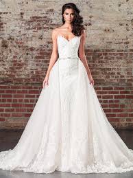 Straight Beaded Lace Wedding Gown With Dramatic Detachable Train