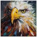 Bold Bald Eagle Canvas Wall Art, Colorful Oil Painting Style ...