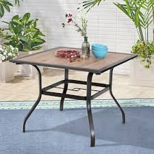 Maybe you would like to learn more about one of these? Mfstudio 37 Square Backyard Bistro Table Patio Dining Table Outdoor Furniture Garden Table Imitation Of Wooden Surface Top 1 57 Umbrella Hole Brown Walmart Com Walmart Com