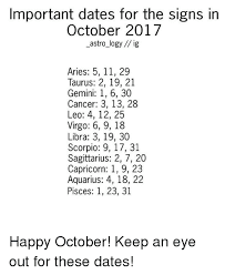 Cancer's best love matches compounding cancer's emotional nature is the crab's psychic and empathic abilities. Important Dates For The Signs In October 2017 Astro Logyig Aries 5 11 29 Taurus 2 19 21 Gemini 1 6 30 Cancer 3 13 28 Leo 4 12 25 Virgo 6 9
