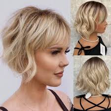 French Bob Blonde Short Bob With Fringe Deluxe Mia Short Bob Wig With  Fringe Blonde Styleable
