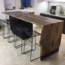 Live Edge Black Oak Waterfall Table Installed Today Furnituredesign Furniture Interiordesign Desig Kitchen Remodel Small Kitchens Live Edge Wood Bar Table