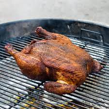 The meat will still cook in its own heat after it leaves the grill, allowing it to. Charcoal Grill Roasted Whole Chicken Cook S Illustrated