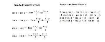 Trigonometry Identities Product To Sum Fromulas All Things Mathematics