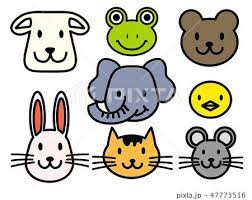 どうぶつの顔カラー 動物 顔 イラスト 顔