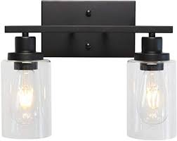 Amazon Com Melucee 2 Light Black Wall Sconce Industrial Vintage With Clear Glass Shade And Farmhouse Wall Lighting Light Fixtures Bathroom Vanity Wall Lights