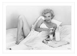 Oraf overbed table with wheels, 70.8'' rolling bed desk for queen/full size bed, mdf panel + metal legs, works as bar table, dining table or laptop cart bed table (black) 4.4 out of 5 stars 220 $139.99 $ 139. Marilyn Monroe Breakfast In Bed Black And White Vintage Photography 24 X36 Framed Poster E2 1086 White Buy Online In Qatar At Qatar Desertcart Com Productid 22776264