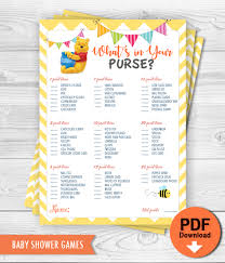 I seriously had no idea what some of the baby animals were called! Printable Game Winnie The Pooh What S In Your Purse Baby Shower Game Dianamariastudio