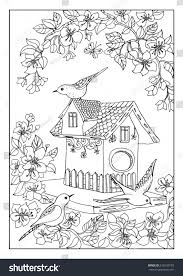 Printable birds near a birdhouse coloring page. Birds House Coloring Page Vogel Malvorlagen Wenn Du Mal Buch Muster Malvorlagen