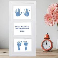 Best wooden baby keepsake box: Framed Double Hands And Feet Prints Artwork Ideal Baby Keepsake Christening Gift Or Present For New Parents