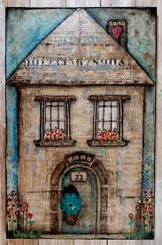 Mixed Media House Painting Media Mixed Media Canvas Mixed Media Painting