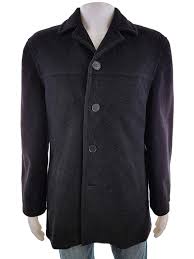 Details About Remus Uomo Size L Mens Coat Cashmere Pockets Black Wool