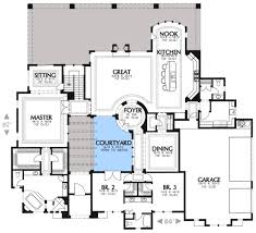 Master bedroom on main floor. Central Open Air Courtyard Courtyard House Plans Dream House Plans How To Plan