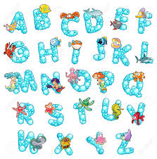 14100073 alfabeto de peces y burbujas de dibujos animados divertido y letras aisladas fot lettres de l alphabet imprimables theme de la mer alphabet imprimable