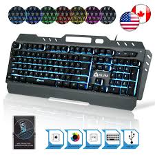Klim Lightning Semi Mechanical Gaming Keyboard Wired Usb Led 7 Colors Light Metal Frame Ergonomic Quie Keyboard Lightning Macbook Keyboard Stickers