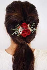 Red Flower Clip Hair Clip Red Hair Clip Hair Accessory Etsy Wedding Hair Clips Bride Hair Clips Mother Of The Bride Hair