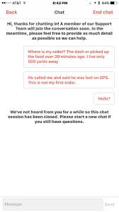 Grillone On Twitter Doordash Amazing How I Try To Chat With Your Support In Your App No Response From You And You End The Chat Blaming Me Due To No Response Https T Co 1hziowulem