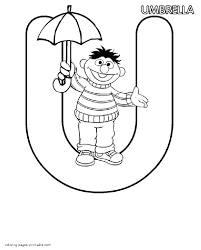 Visit a theme below for lesson plans that include activities with easy instructions, printable crafts, printable materials in color and coloring pages, suggested children's literature and. Ernie With Umbrella The Lettre U Coloring Sheet Coloring Pages Printable Com