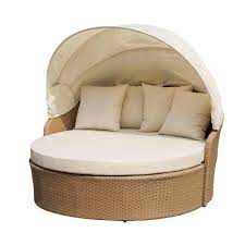 W Unlimited Blueczy Wicker Outdoor Patio Day Bed With Beige Cushions Sw1407 The Home Depot Daybed Canopy Outdoor Daybed Backyard Patio Furniture
