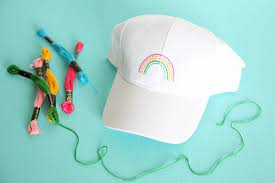 Diy How To Make Your Own Embroidered Rainbow Baseball Cap Embroidery Tutorials Rainbow Hat Embroidered Photo