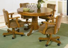 Oak Dining Sets With Caster Chairs Chair With Casters Solid Oak Upholstered Game Table Chair With Casters Dining Table Dining Table Chairs Coaster Furniture