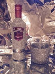 Vodka Bottle And Glass In Silver Glitter Glitter Bottle Glitter Wine Bottles Vodka Bottle
