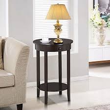 Yaheetech Round Side Table With Drawer And Storage Shelf For Living Room Espresso Pine Wo End Tables With Drawers Sofas For Small Spaces Living Room Side Table