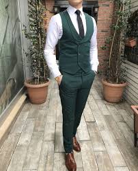 Italyan Stil Slim Fit Ceket Yelek Pantolon Yesil Takim Elbise T3164 Prom Suit Outfits Dress Suits For Men Fashion Suits For Men