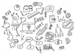 Hand Draw Doodle Elements Money And Coin Icon Chart Graph